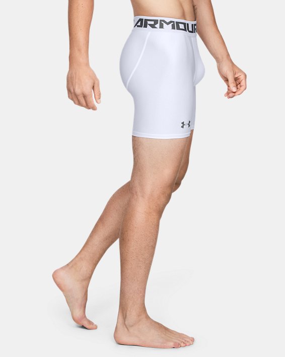Men's HeatGear® Armour Mid Compression Shorts, White, pdpMainDesktop image number 2